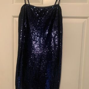 Blue sequin cocktail dress